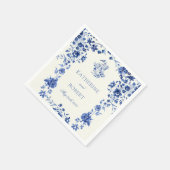 Deep Blue Chinoiserie  Bloemen Huwelijk Servet (Hoek)