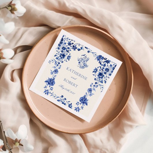 Deep Blue Chinoiserie  Bloemen Huwelijk Servet