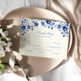 Deep Blue Chinoiserie Floral RSVP Maaltijdkeuze Ka