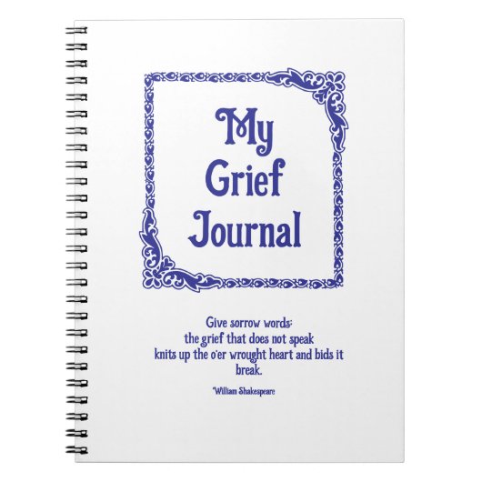 Deep Blue  Corners Border Grief Journal Notitieboek (Voorkant)
