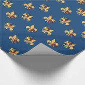 Deep Blue Crawfish Fleur de Lis Cadeaupapier (Hoek)