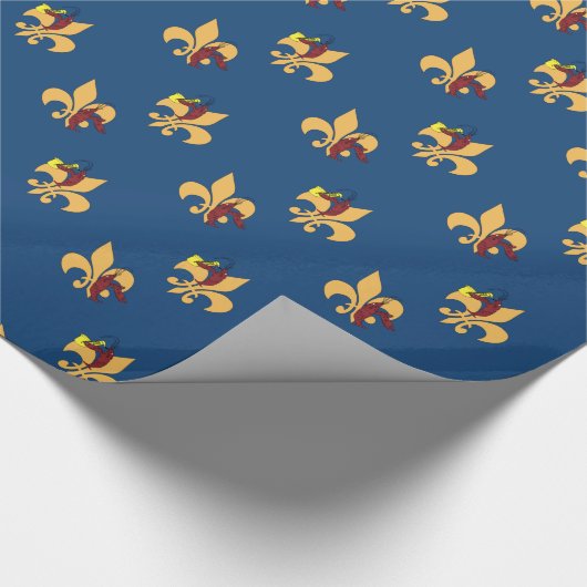 Deep Blue Crawfish Fleur de Lis Cadeaupapier (Hoek)