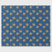 Deep Blue Crawfish Fleur de Lis Cadeaupapier (Vlak)