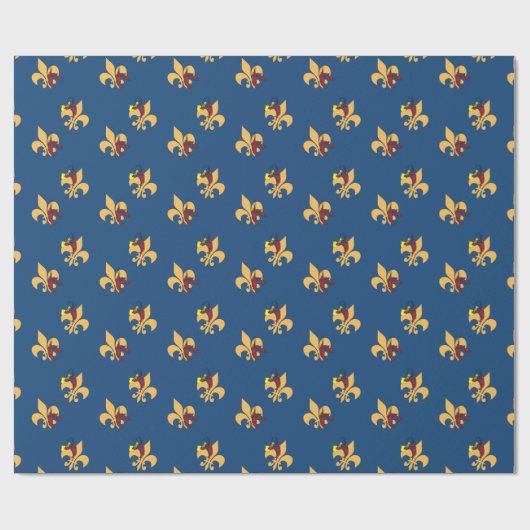 Deep Blue Crawfish Fleur de Lis Cadeaupapier (Vlak)