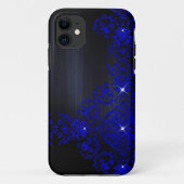 Deep Blue  Damask Case-Mate iPhone Case (Achterkant)