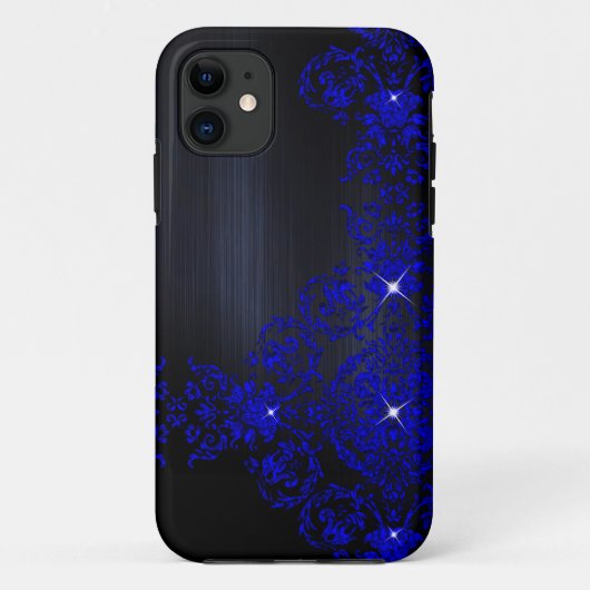 Deep Blue  Damask Case-Mate iPhone Case (Achterkant)