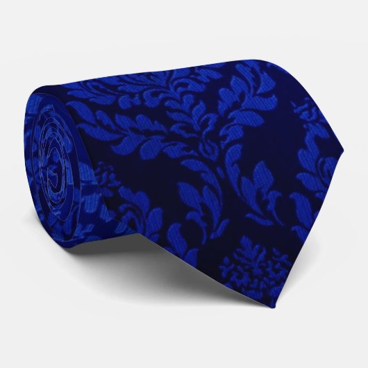Deep Blue Damask Stropdas (Opgerold)