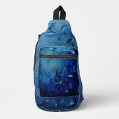 Deep Blue Decorative Leaves Sling Bag (Voorkant)