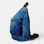 Deep Blue Decorative Leaves Sling Bag (Rechterhoek)