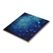 Deep Blue Decorative Leaves Tegeltje (Zijkant)