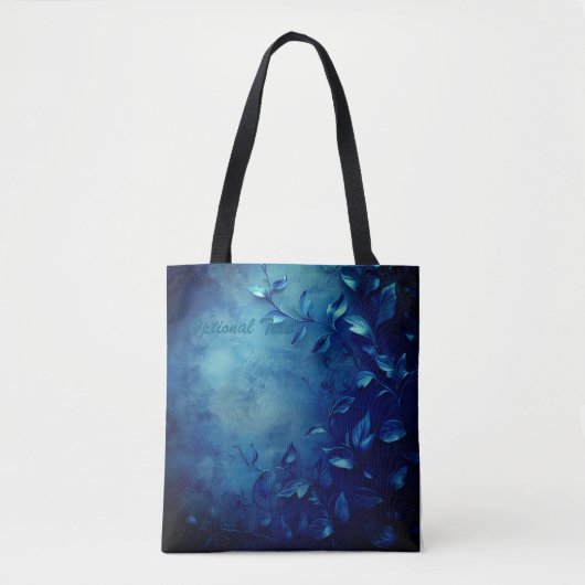 Deep Blue Decorative Leaves Tote Bag (Voorkant)