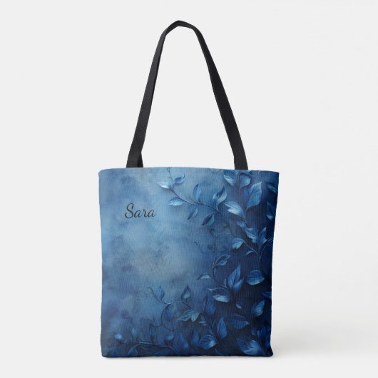 Deep Blue Decorative Leaves Tote Bag (Achterkant)