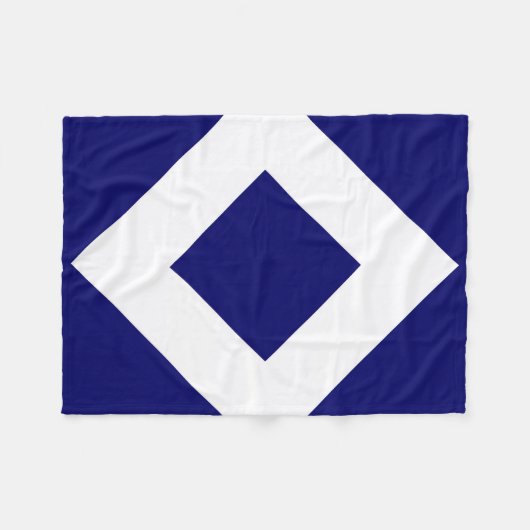 Deep Blue Diamond, blauwe, witte rand Fleece Deken (Voorkant (Horizontaal))