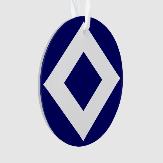 Deep Blue Diamond, blauwe, witte rand Ornament (voorkant)