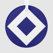 Deep Blue Diamond, blauwe, witte rand Ornament (achterkant)