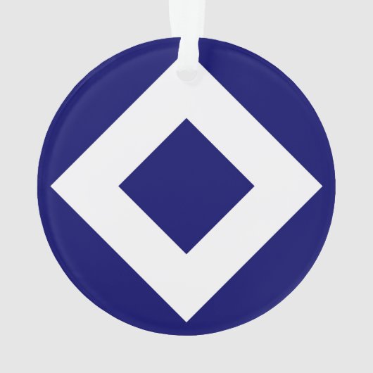 Deep Blue Diamond, blauwe, witte rand Ornament (achterkant)