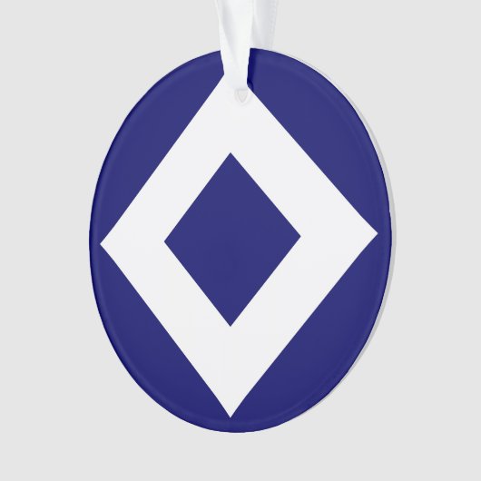 Deep Blue Diamond, blauwe, witte rand Ornament (voorkant)
