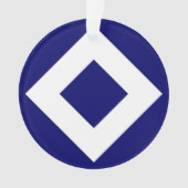 Deep Blue Diamond, blauwe, witte rand Ornament (voorkant)