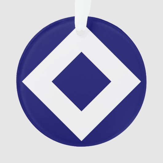 Deep Blue Diamond, blauwe, witte rand Ornament (voorkant)