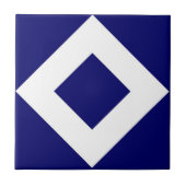 Deep Blue Diamond, blauwe, witte rand Tegeltje (Voorkant)
