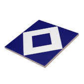 Deep Blue Diamond, blauwe, witte rand Tegeltje (Zijkant)