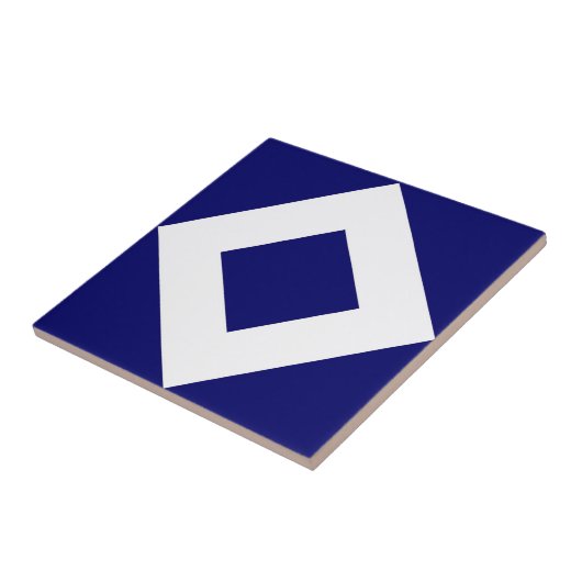 Deep Blue Diamond, blauwe, witte rand Tegeltje (Zijkant)