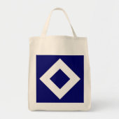 Deep Blue Diamond, blauwe, witte rand Tote Bag (Voorkant)
