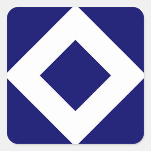Deep Blue Diamond, blauwe, witte rand Vierkante Sticker