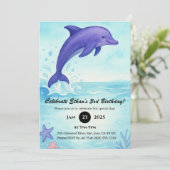 Deep Blue Dolphin met Zee Stars Verjaardag Kaart (Staand voorkant)