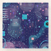 Deep Blue Dreams Abstract Art Glazen Onderzetter (Voorkant)