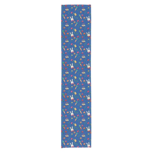 Deep Blue Easter Pattern Table Runner Korte Tafelloper (Voorkant)