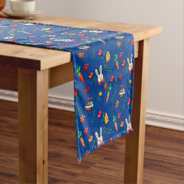 Deep Blue Easter Pattern Table Runner Korte Tafelloper