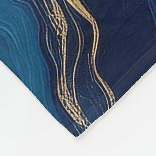 Deep Blue Echoes: Abstracte kunst van de oceaan Fleece Deken (Hoek)