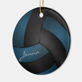 Deep Blue en Black Personalize Volleyball Keramisch Ornament (Links)