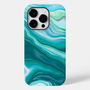 Deep Blue en Blauwgroen Green Ocean Marble Art Case-Mate iPhone 14 Pro Hoesje