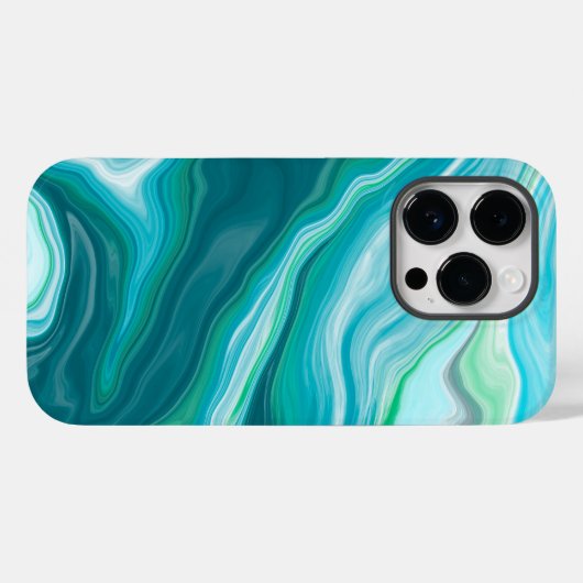 Deep Blue en Blauwgroen Green Ocean Marble Art Case-Mate iPhone Case (Achterkant (horizontaal))
