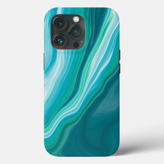 Deep Blue en Blauwgroen Green Ocean Marble Art Case-Mate iPhone Case (Achterkant)