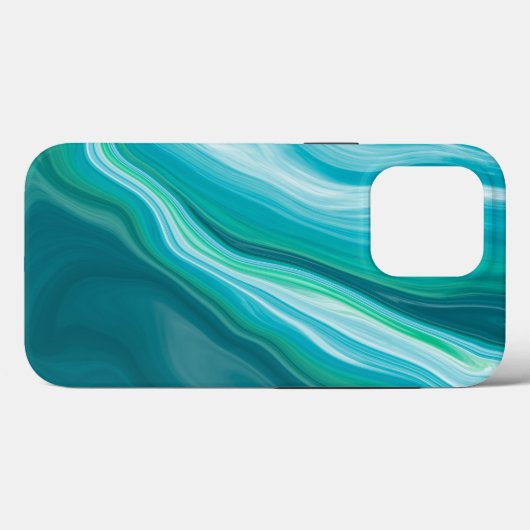 Deep Blue en Blauwgroen Green Ocean Marble Art Case-Mate iPhone Case (Achterkant (horizontaal))