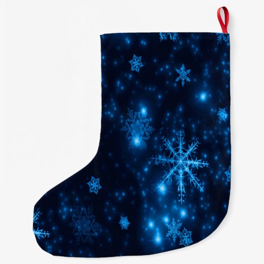 Deep Blue en Bright Snowflakes kerststopping Grote Kerstsok (Achterkant)