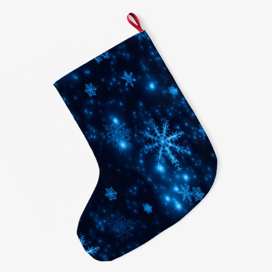 Deep Blue en Bright Snowflakes kerststopping Grote Kerstsok (Achterkant (Hangend))