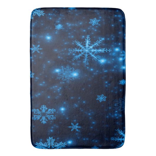 Deep Blue en Bright Snowflakes Large Bath Mat (Voorkant Verticaal)