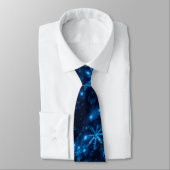 Deep Blue en Bright Snowflakes Necktie Stropdas (Gebonden)