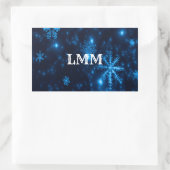 Deep Blue en Bright Snowflakes Rechthoekschakelaar Rechthoekige Sticker (Tas)