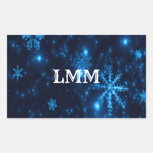 Deep Blue en Bright Snowflakes Rechthoekschakelaar Rechthoekige Sticker (Voorkant)