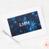 Deep Blue en Bright Snowflakes Rechthoekschakelaar Rechthoekige Sticker (Envelop)