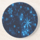 Deep Blue en Bright Snowflakes Sandstone-Onderzett Zandsteen Onderzetter (Voorkant)