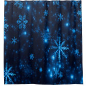 Deep Blue en Bright Snowflakes Shower Curtain Douchegordijn (Voorkant)