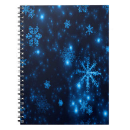 Deep Blue en Bright Snowflakes Spiral Notitieboek