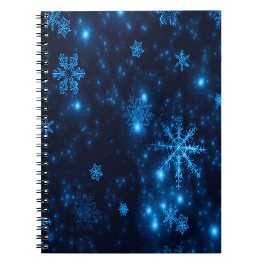 Deep Blue en Bright Snowflakes Spiral Notitieboek (Voorkant)