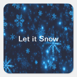 Deep Blue en Bright Snowflakes Square Stickers